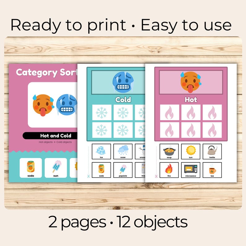 Hot or Cold Sorting Activity | Preschool Learning Printable ...