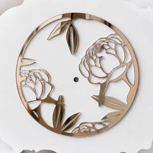Bouquet of Peonies Mirror Acrylic Clock Frame & Centerpiece, Decorative Floral Clock Dial, Resin Clock Supplies, DIY Wall Clock Decor