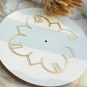 Belgravia Acrylic Clock Face with Mirrored Roman Numerals and Hour Markers, Modern DIY Wall Clock Dial, Gold & Silver Mirror Acrylic