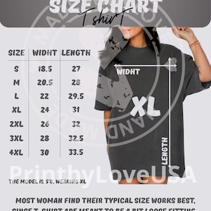 Comfort Colors T-Shirt 1717 Größentabelle Mockup | Unisex Passform-Anleitung | PNG für Canva