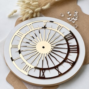 Helios Mirror Acrylic Clock Face, Roman Numeral Clock Dial, Epoxy Resin Clock Supplies, DIY Wall Clock Decor