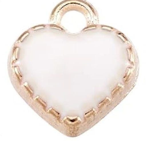 Gold and White Heart Charm