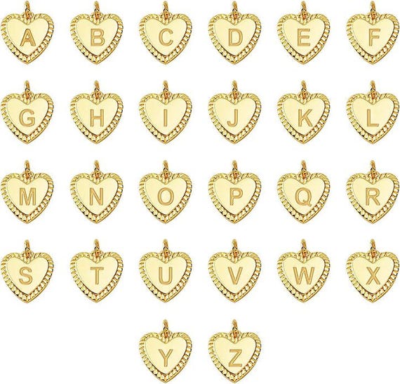 Gold Letters Heart Charm