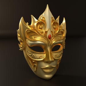 3D Fantasy Mask Model | Golden Costume Mask for Cosplay & Display | Instant File Download