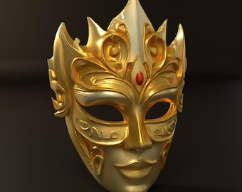 3D Fantasy Mask Model | Golden Costume Mask for Cosplay & Display | Instant File Download
