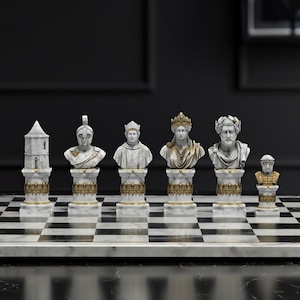 Zestaw szachów Starożytnego Rzymu STL | Modele popiersia Rzymian do druku 3D