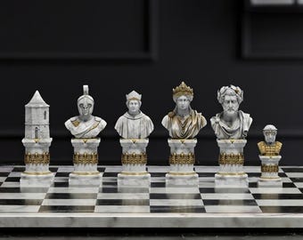 Juego de ajedrez de la antigua Roma (modelos de busto romano imprimibles en 3D)