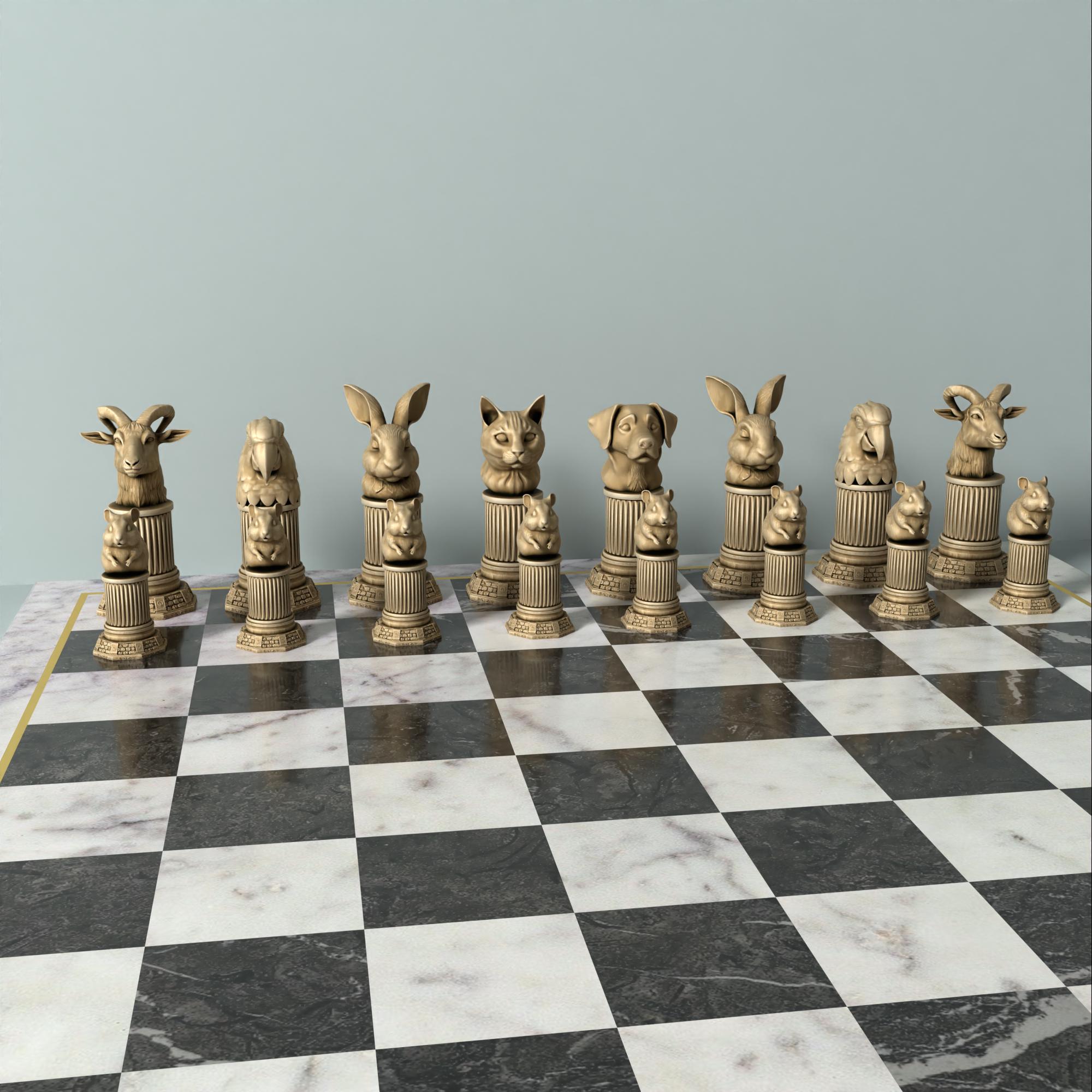 ボードゲーム チェス「MINIATURE ANIMAL CHESS SET」 Animal Chess Set