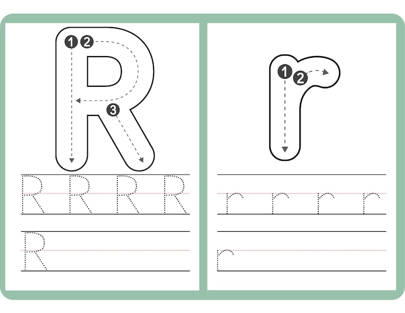 Letter R Writing Worksheet | Uppercase & Lowercase Practice - Etsy