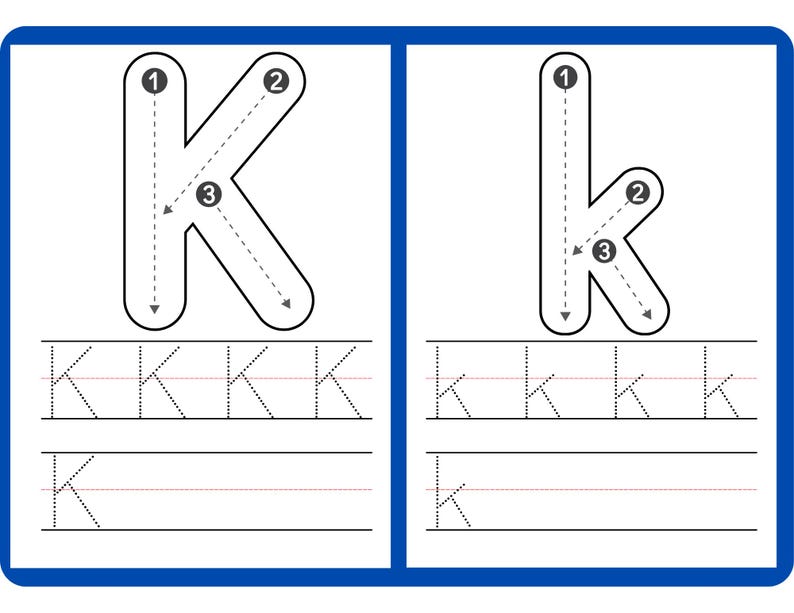 Letter K Writing Worksheet | Uppercase & Lowercase Practice - Etsy