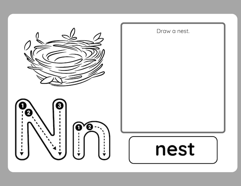 Alphabet Letter (N) Worksheet – Read, Color, Write & Draw - Etsy