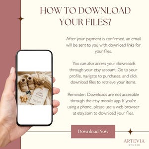 May include: A smartphone displays a baby-themed image with text: "Little Miracle." The image includes baby booties, a tag, and dried flowers. The background features text: "HOW TO DOWNLOAD YOUR FILES?" and instructions for downloading files after purchase.