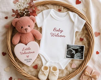 Valentines Day Pregnancy Announcement Digital, Baby Announcement Template, February Gender Neutral Baby Reveal, February 2026 Baby Reveal