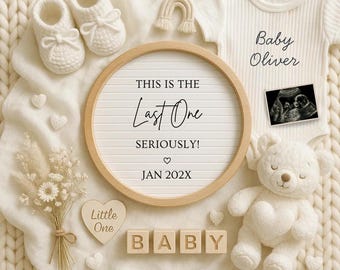 Boho Last Baby Pregnancy Announcement, Editable Canva Template, Social Media (Digital Download)