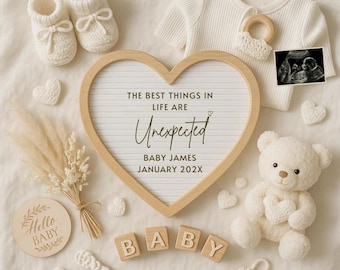 Unexpected Pregnancy Announcement Digital, Gender Neutral Baby Reveal, Editable Canva Template, Instant Download, Social Media Reveal