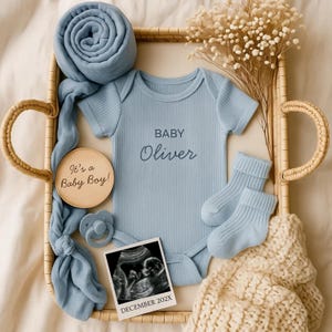 Baby Boy Pregnancy Announcement Digital, Editable Baby Announcement Template, Social Media Reveal, Summer Baby Gender Reveal, It&#39;s a Boy