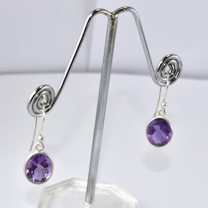 Natural Amethyst Earring, Gemstone Earring, 925 Sterling Silver, February Birthstone Earring, Oval Cut Amethyst Earring, Gift For Her