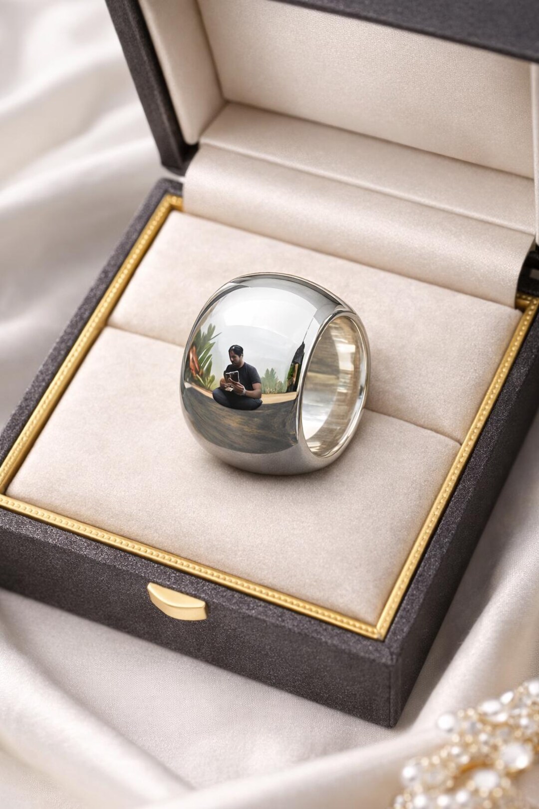 Large Silver Dome Ring, Wide Statement Ring, Minimalist Chunky Jewelry ...