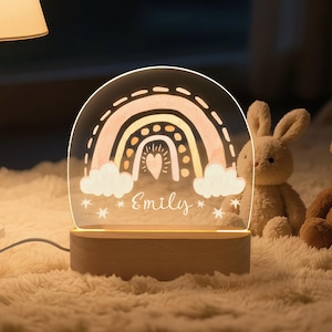 Personalized Rainbow Night Light with Name, Baby Bedroom Night Light, Baby Room Decor,Nursery Decor,Personalized Gifts for Kids,Baptism Gift
