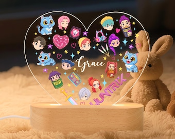 Kpop Demon Hunters Saja Boys aangepast nachtlampje met naam, Huntrix-merchandise, anime-kerstcadeau voor tieners, meisjesdochter, decoratie kinderkamer