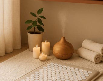 Akupressurmatte Kissen-Set - Stressabbau, Muskelregeneration, Rückenschmerzen (Tragetasche inklusive)