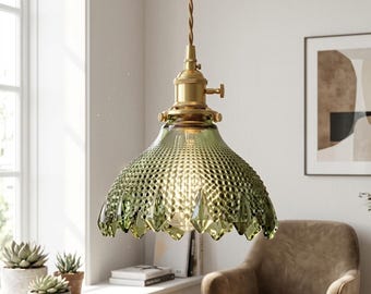 Lampa wisząca ze szkła retro, nowoczesny złoty żyrandol, oświetlenie jadalni w stylu mid-century, lampa wisząca vintage, lampa nad wyspę kuchenną ze szkła przezroczystego