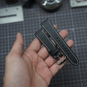 Noir Epsom Leather Watch Strap – Handmade with Zermatt Lining
