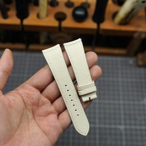 Handstitched Craie Epsom Leather Watch Strap | French Palm-Grain Epsom | Zermatt Calfskin Lining | Custom Band