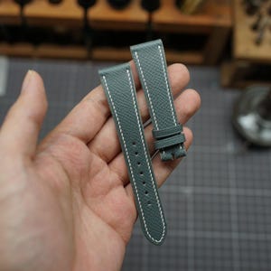 Bleu Orage Epsom Leather Watch Strap – Handmade with Zermatt Lining, Apple Watch Compatible