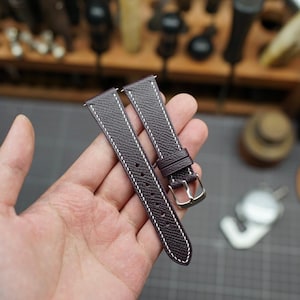 Raisin Purple Epsom Leather Watch Strap Handmade | French Calfskin Band | Custom Fit | Zermatt Lining | Apple Watch Compatible