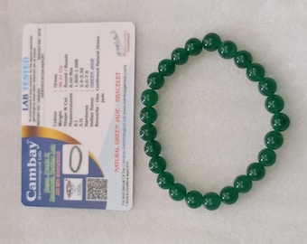 Natural Green Jade Beaded Bracelet | Prosperity, Luck, Harmony (8.00mm)
