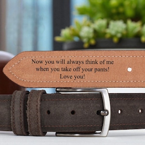 Custom Handmade Leather Belt - Father&#39;s Day Gift - Anniversary Gift - Engraved Belt - Grooms Men Gift - Genuine Leather - Gift for him