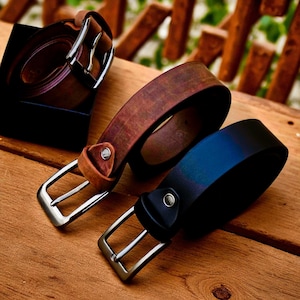 GENUINE Leather Mens Belt - Engraved Belt - Leather Belt - Custom Handmade Belt - Anniversary Personalized Gift for Husband - Father’s Day