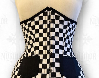 Checkered Cotton Underbust Corset | Steel Boned Waist Trainer