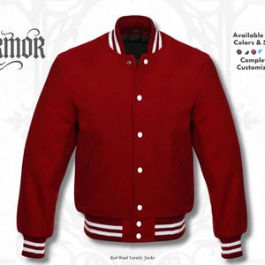 Unisex Maroon Wool Varsity Jacket - Vintage Custom Plain Letterman Wool College Bomber XS-7XL