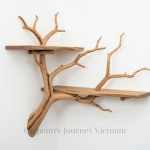 Corner Shelves | Driftwood Tree Bookshelf | Natural Wood Floating Wall Shelf Art