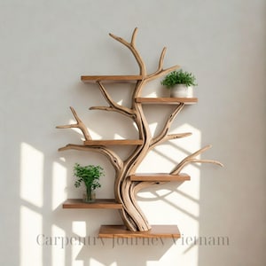 Curved Wall Shelf | Driftwood Tree Bookshelf | Natural Wood Floating Wall Shelf Art | Shelf