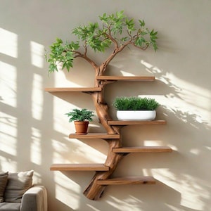 Wood Shelf | Driftwood Tree Bookshelf | Natural Wood Floating Wall Shelf Art | Wall Shelf