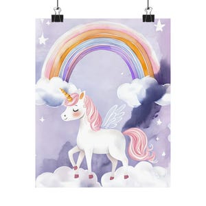 Enchanting Unicorn Poster, Kids Room Decor, Magical Wall Art, Rainbow Artwork, Gift for Birthdays, Nursery Decoration