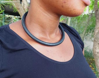 African necklace, Tuareg goat leather necklace, unisex, #9