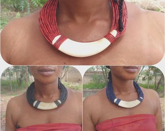 African multistrand necklace, Mali tribal necklace, Tuareg choker, gift for her