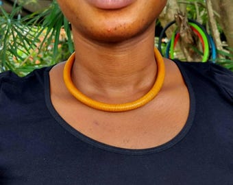 African necklace, Tuareg goat leather necklace, bedouin ethnic choker, unisex, #2, gift for her, gift for him