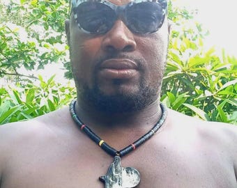 African unisex choker, minimalist black ethnic necklace