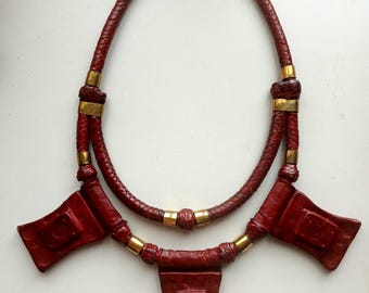Handwoven African Leather Talisman Necklace