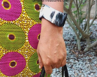 African Cow Horn Cuff Bracelet: Natural Ethnic Jewelry