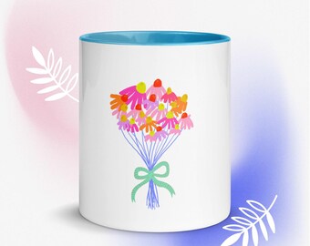 Flower Bouquet Mug with Color Inside