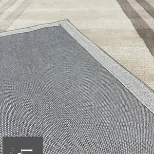 Modern Concentric Rectangular Pattern Tufted Rug in Beige and Brown Tones image 9