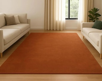 Solid Brown Wool Rug | Hand Tufted Minimalist Living Room Carpet