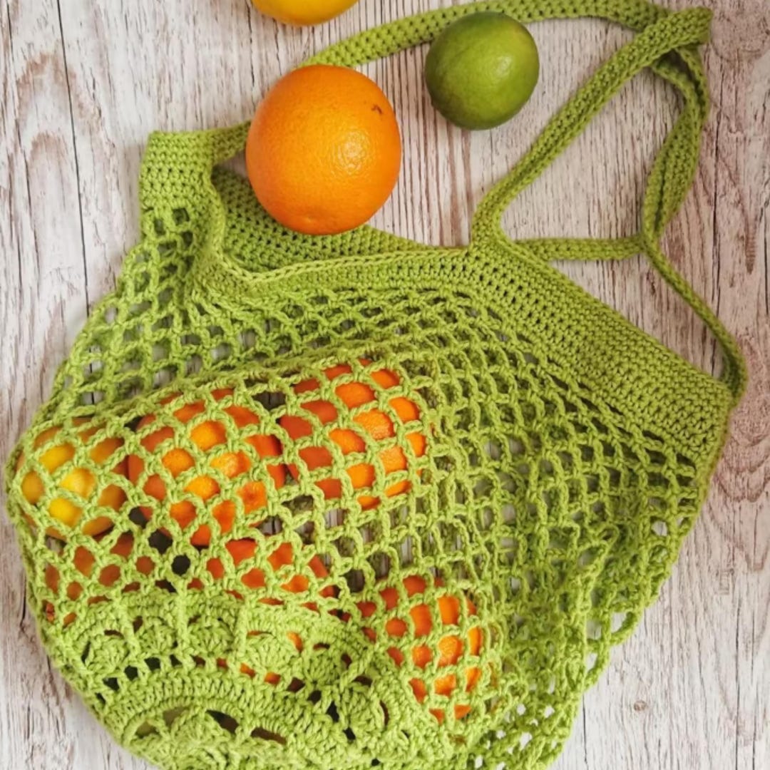 French Market Crochet Bag Pattern: Sustainable Mesh Produce Tote PDF ...