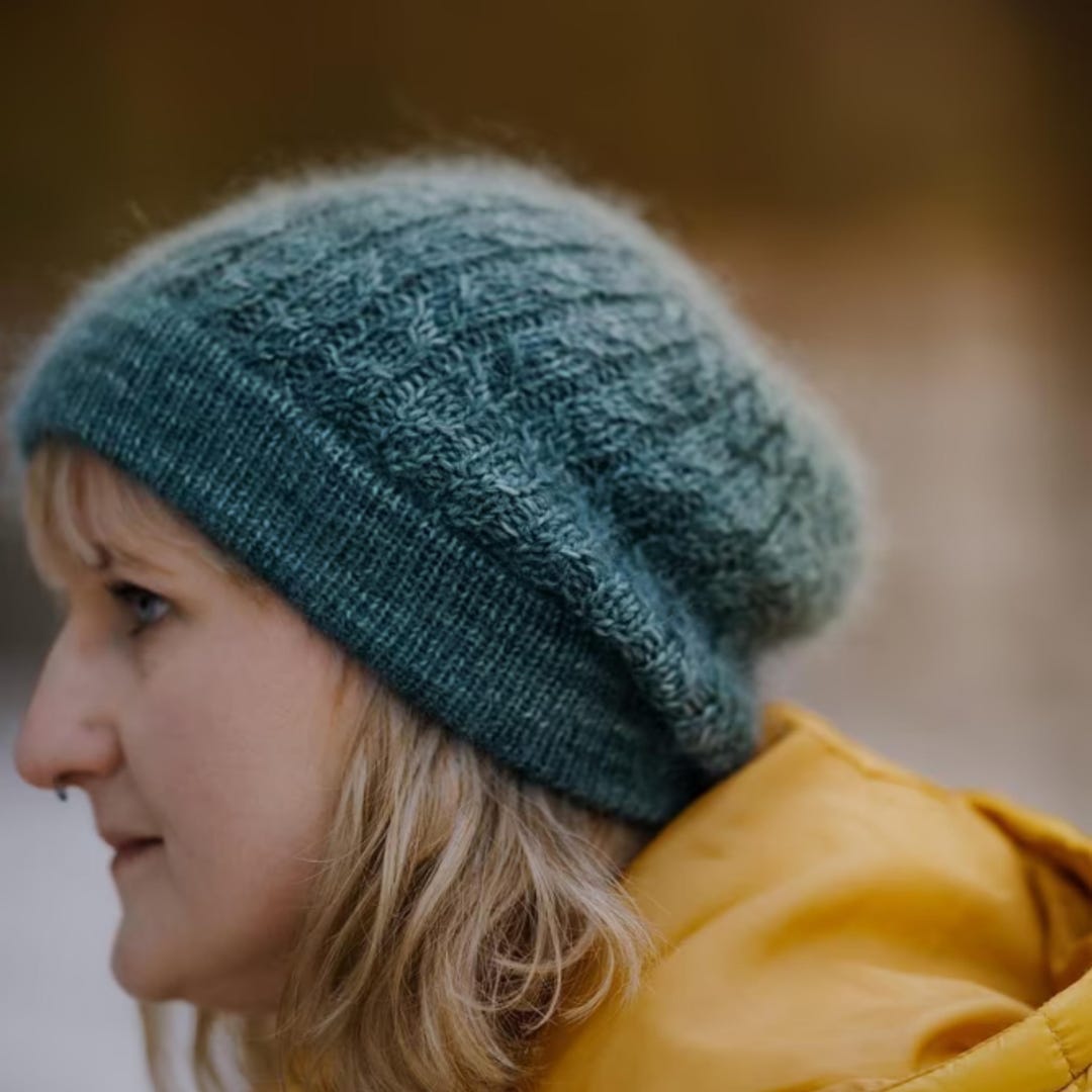 Knitted Caps Pattern Slouchy Knit Hat Pattern PDF, Textured Beanie, Cozy Winter Knitting ...